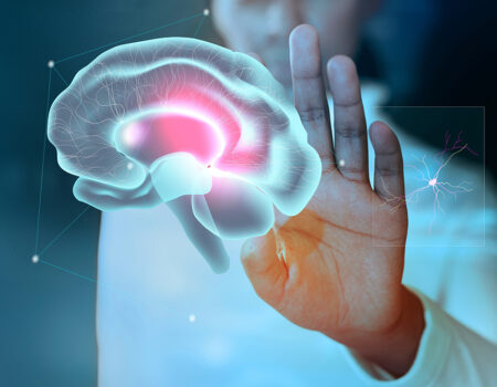 Woman touching virtual interface screen smart technology